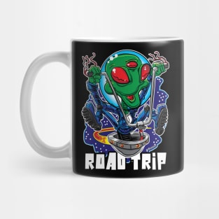 Road Trip Alien UFO with Handlebars Mug